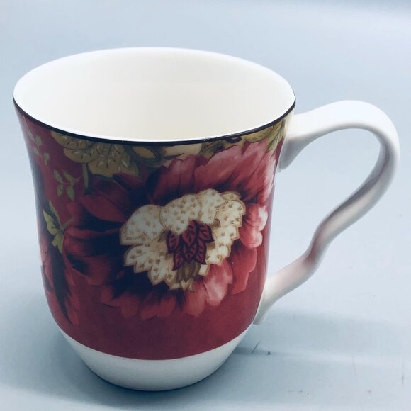 lutece 222 fifth coffee cup mug floral red fine China gold trim 4x5" READ - Picture 4 of 7